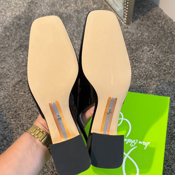 Sam Edelman Teana Black Patent Slingback Loafers with Gold Chain - Picture 3 of 4